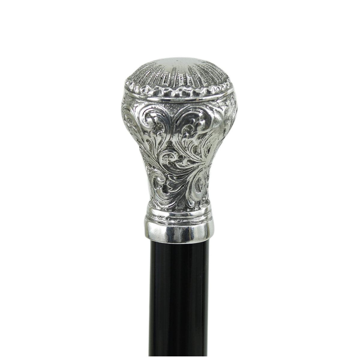 Custom Made Solid Pewter Floral Conical Head Walking Stick