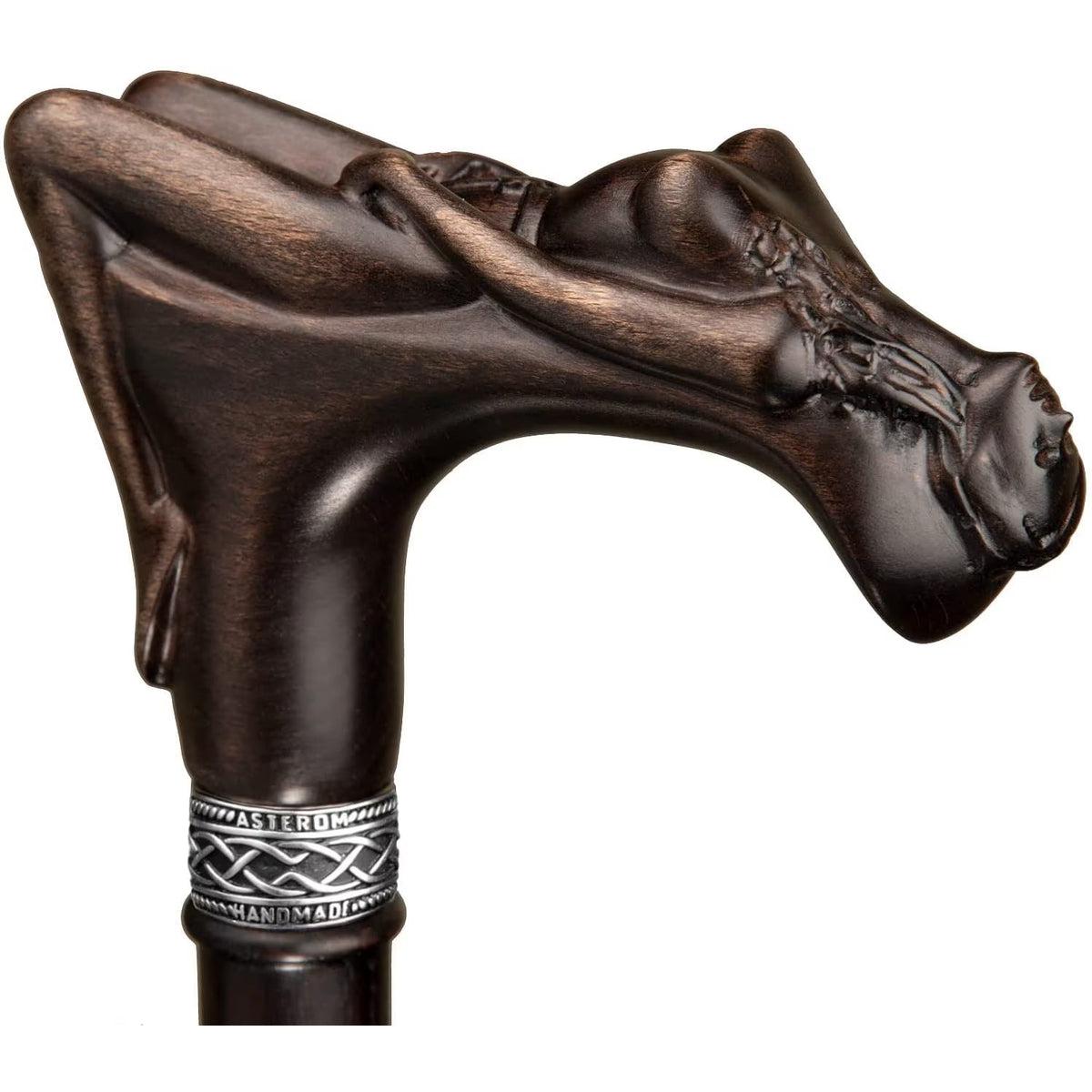 Custom Mens Wooden Hand Carved Goddess Cane Or Walking Stick