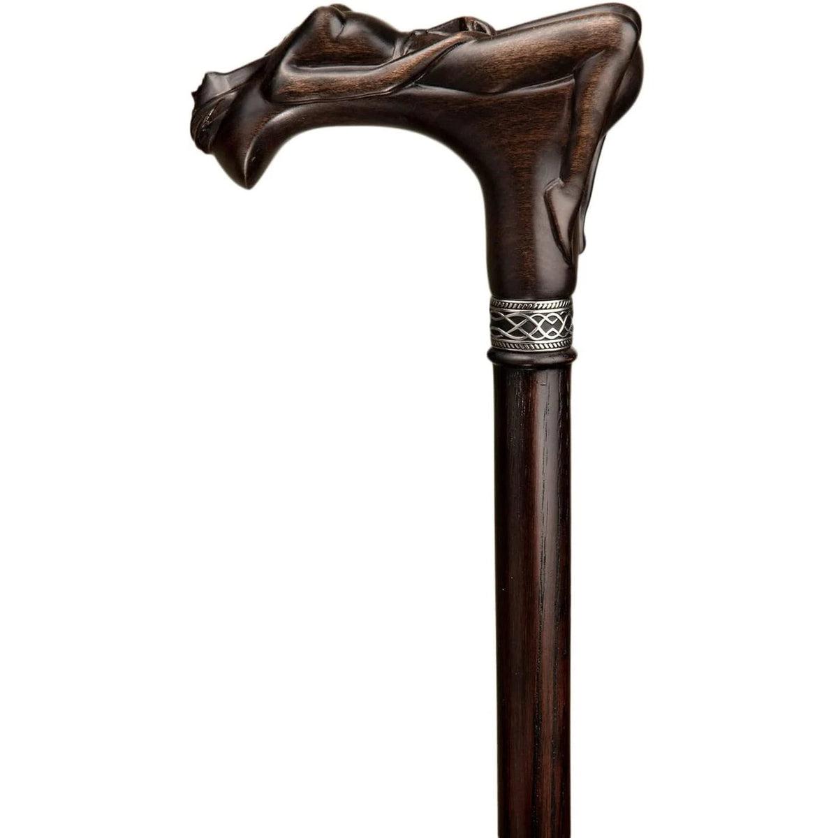 Custom Mens Wooden Hand Carved Goddess Cane Or Walking Stick