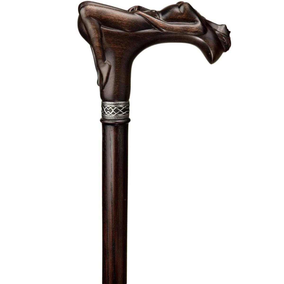 Custom Mens Wooden Hand Carved Goddess Cane Or Walking Stick