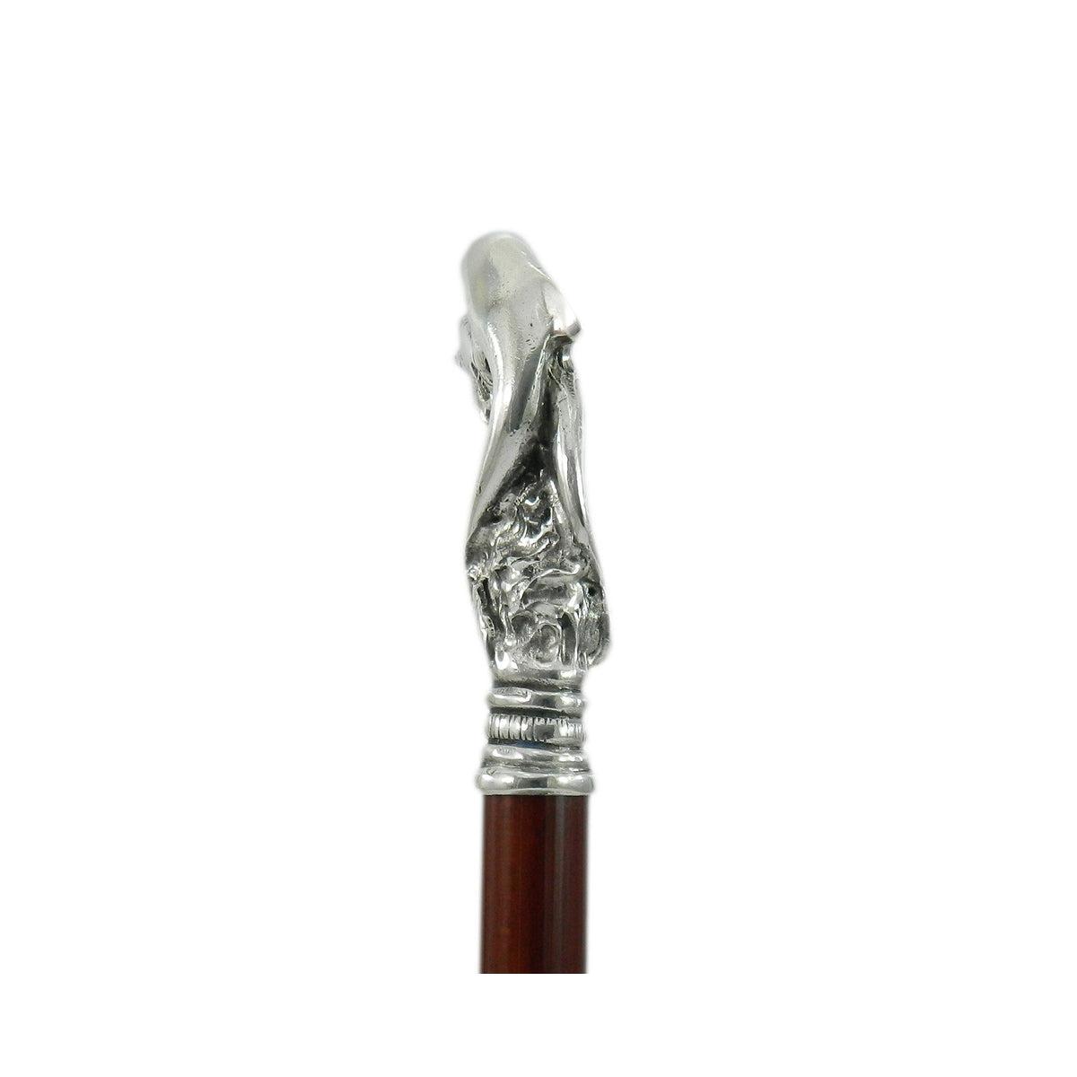 Custom Pewter Head Dolphin Cane Or Walking Stick Made In Italy