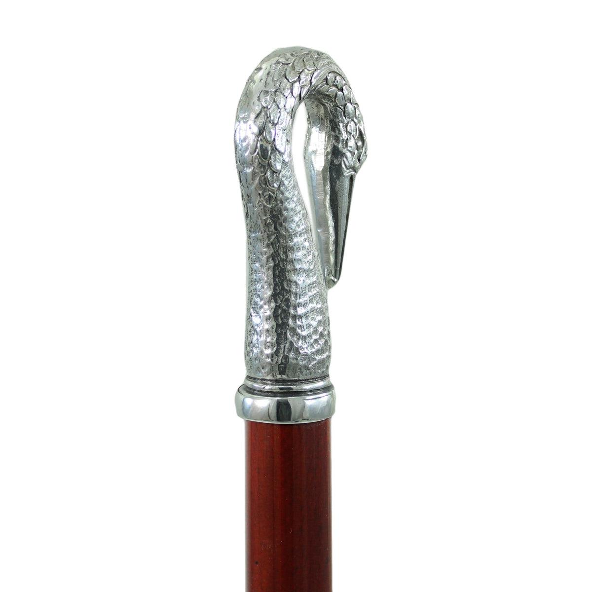 Custom Pure Pewter Swan Neck Walking Stick