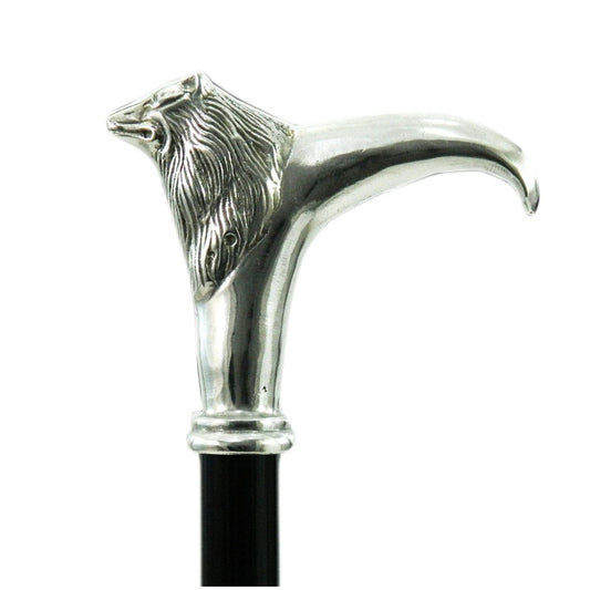 Custom Pure Pewter Wolf Head Cane Beachwood Shaft