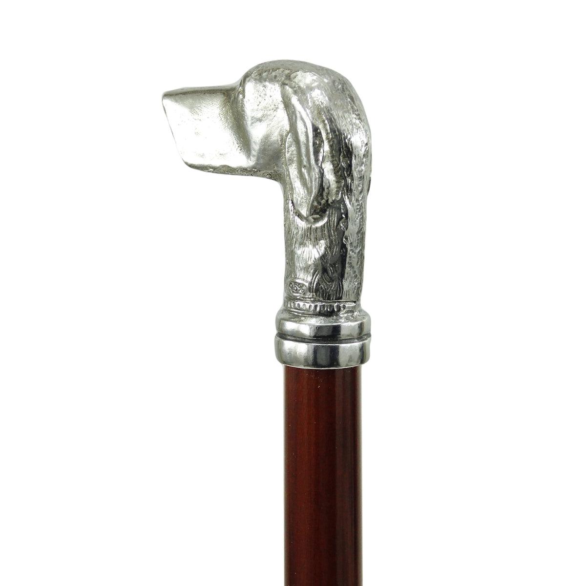Custom Solid Beechwood and Pewter Pointer Dog Head Cane or Walking Stick