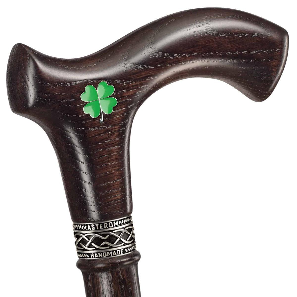 Custom Wooden 4 Leaf Shamrock Irish Cane Or Walking Stick
