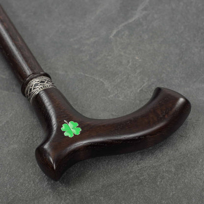 Custom Wooden 4 Leaf Shamrock Irish Cane Or Walking Stick