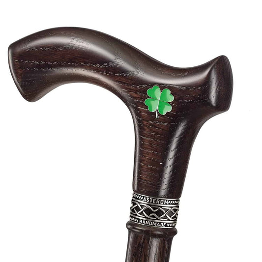 Custom Wooden 4 Leaf Shamrock Irish Cane Or Walking Stick