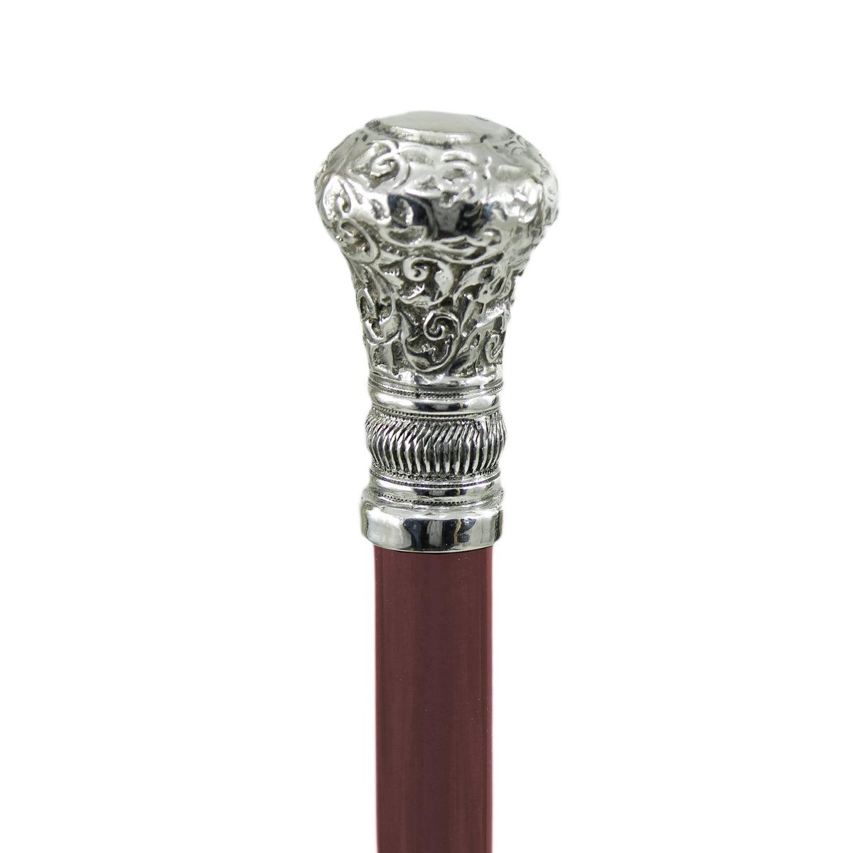 Elegant Custom Made Solid Pewter Capstick Conical Walking Cane