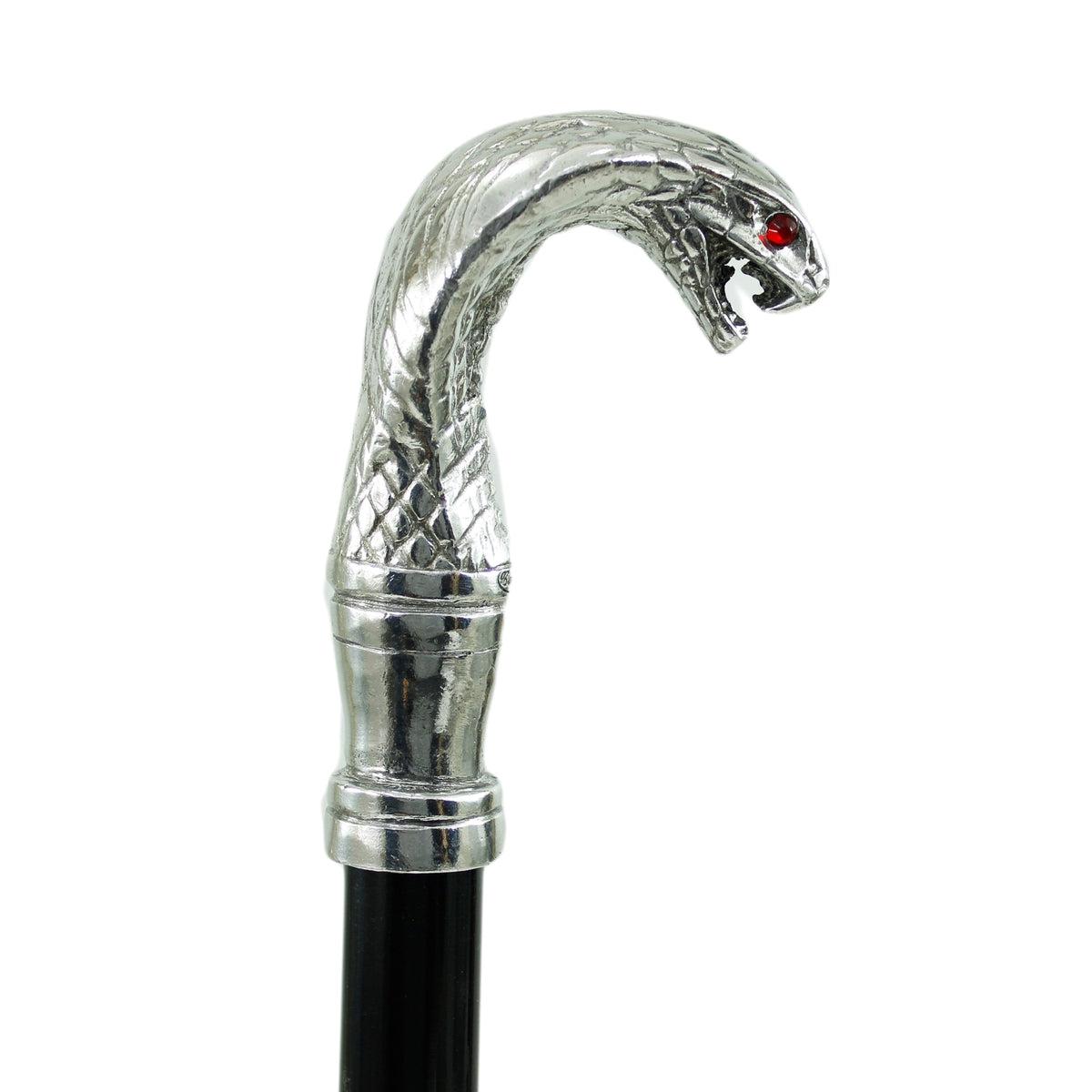 Elegant Custom Pure Pewter Cobra Cane or Walking Stick