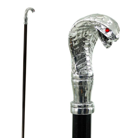 Elegant Custom Pure Pewter Cobra Cane or Walking Stick