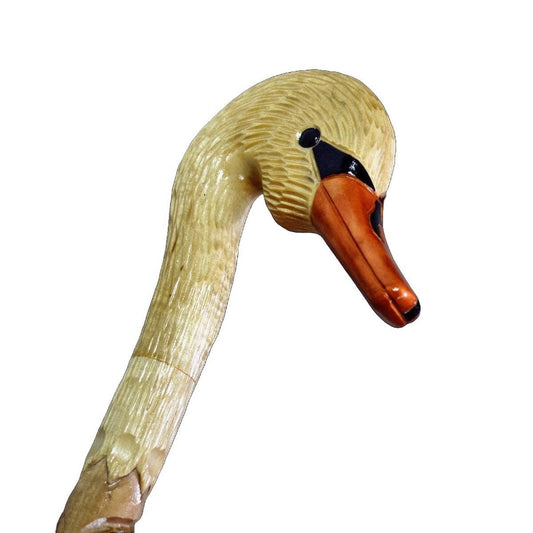 Elegant Swan Hand-Carved Head and Shaft Walking Stick