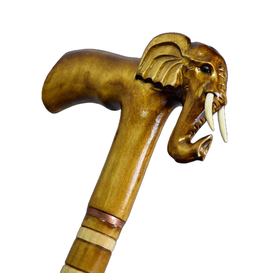 Elephant Majesty: Elegant Handcrafted Wooden Cane