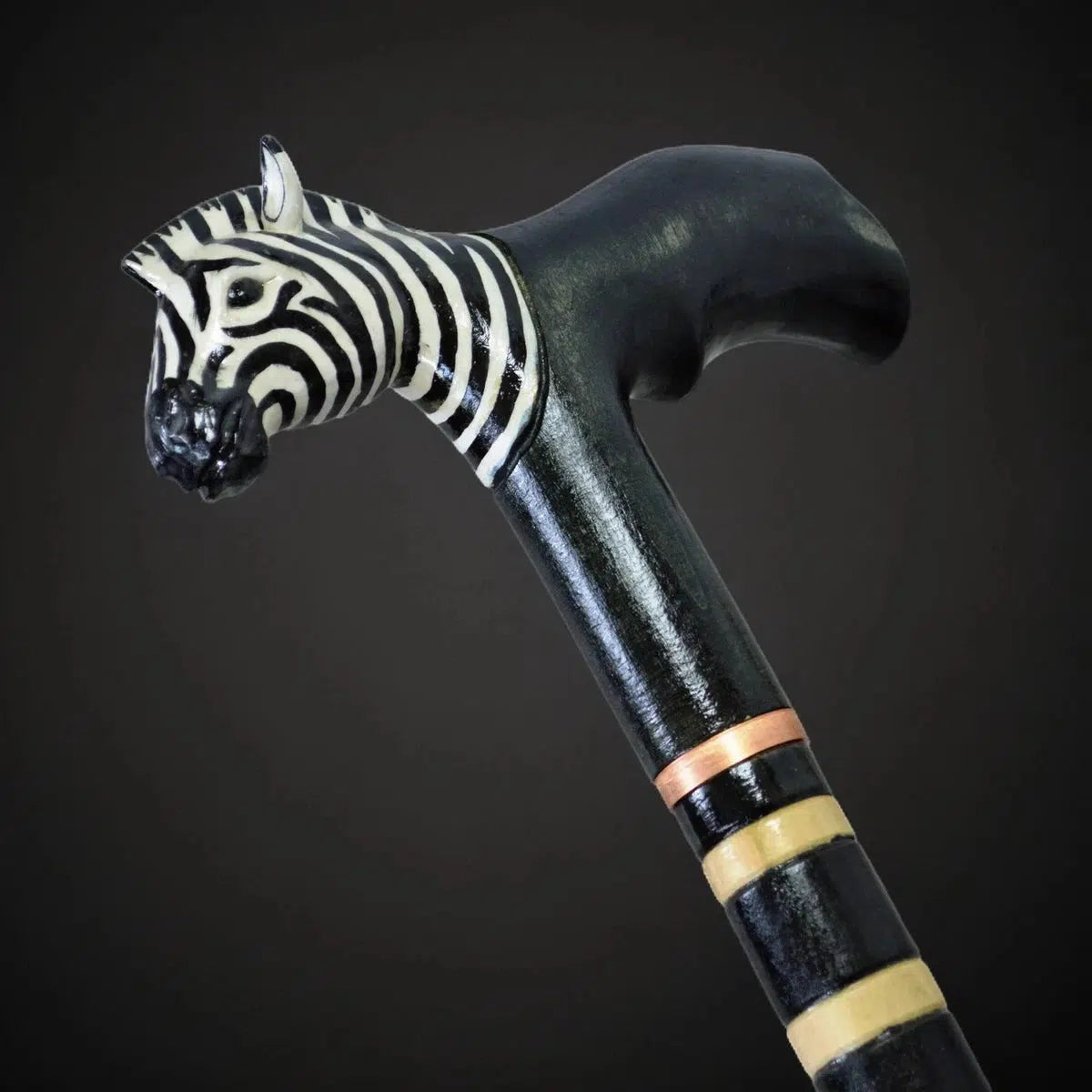 Exquisite Hand carved Zebra Cane - Custom Length