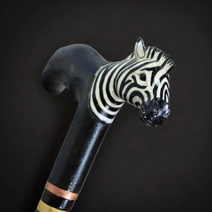 Exquisite Hand carved Zebra Cane - Custom Length