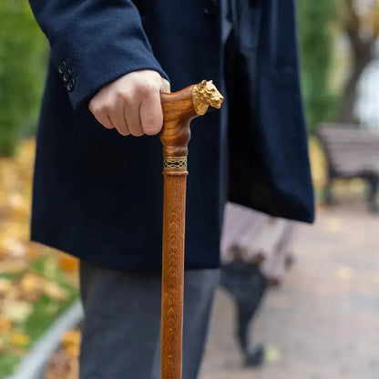 Fashionable Custom Wooden Lioness Walking Cane - Custom Length and Colour