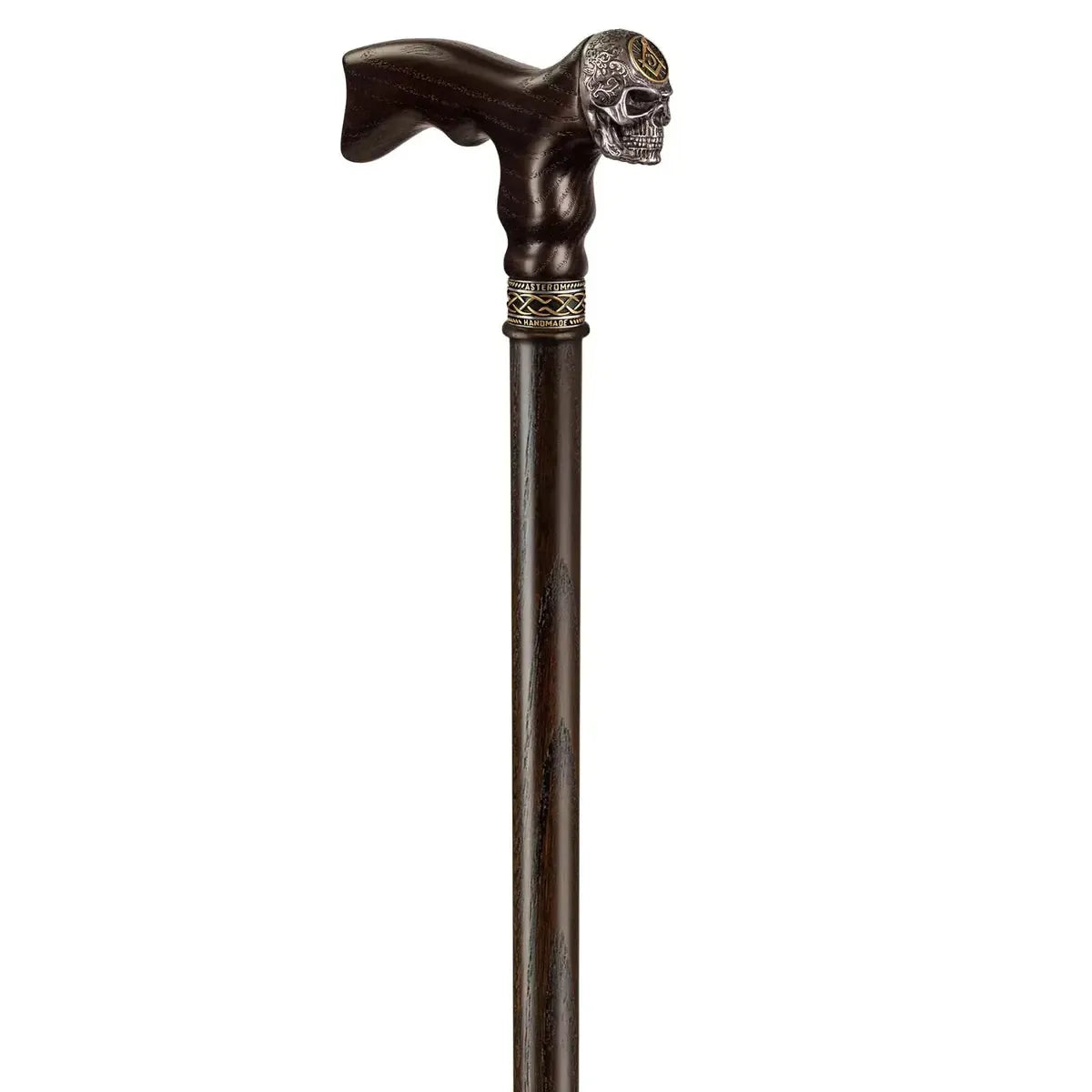 Freemason Skull Walking Cane – Handcrafted Oak Shaft, Masonic Symbol Head
