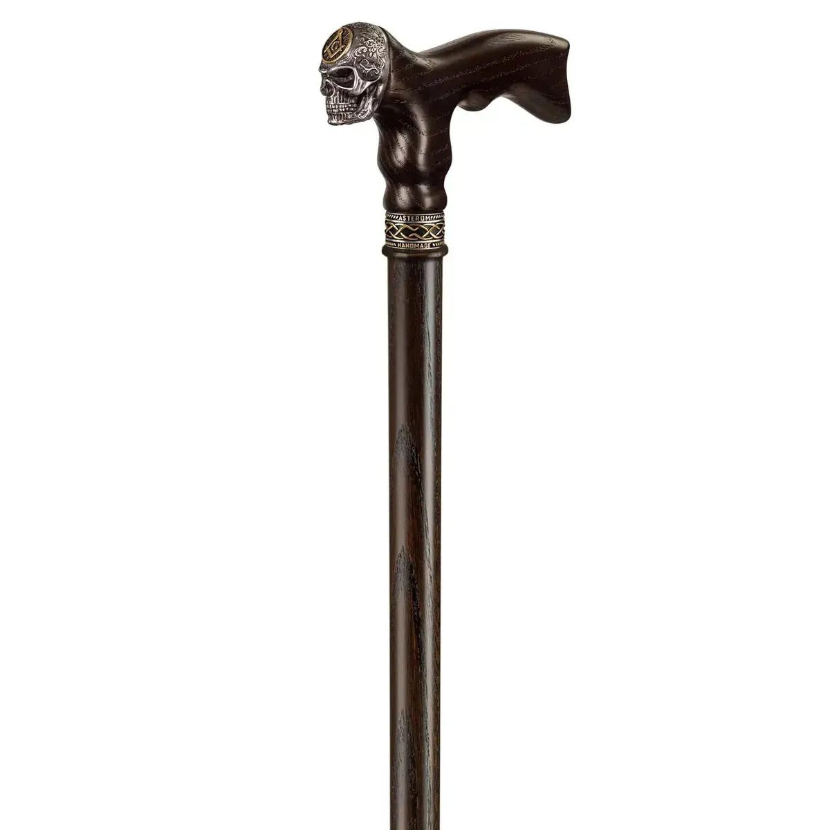Freemason Skull Walking Cane – Handcrafted Oak Shaft, Masonic Symbol Head