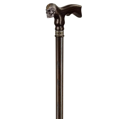 Freemason Skull Walking Cane – Handcrafted Oak Shaft, Masonic Symbol Head