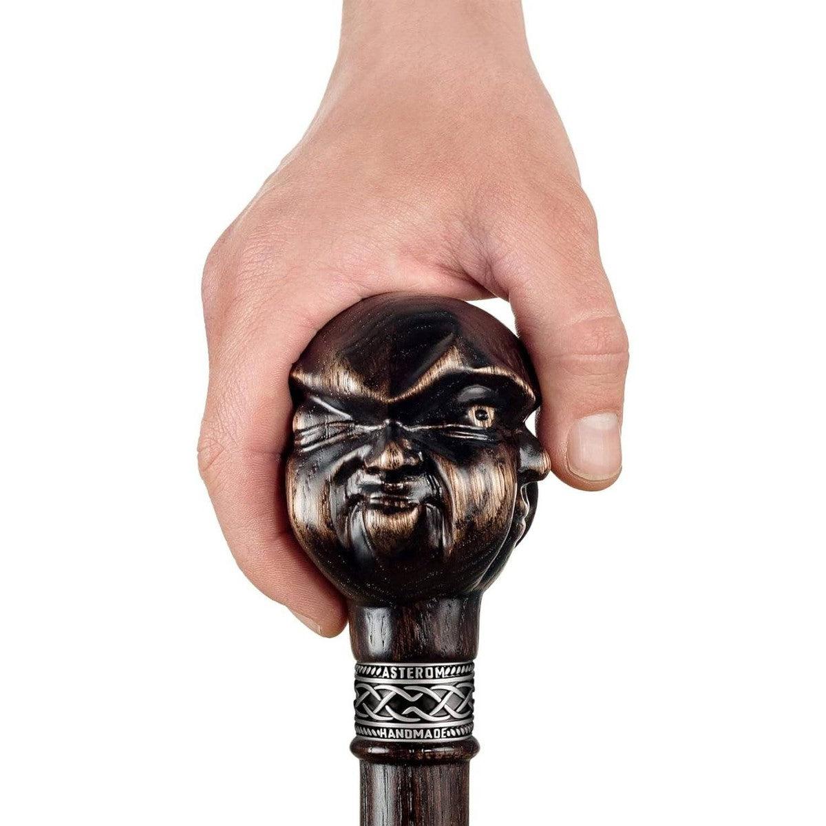 Handcrafted Wooden Buddha Walking Stick - Elegant and Stylish Cane for Men and Women
