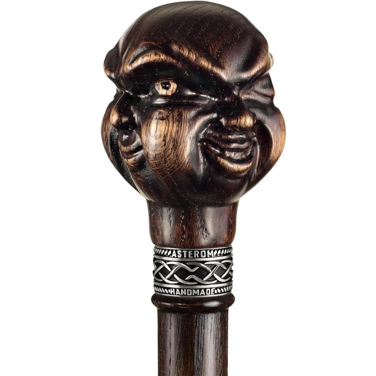 Handcrafted Wooden Buddha Walking Stick - Elegant and Stylish Cane for Men and Women
