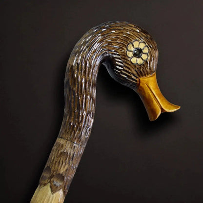 Hand Carved Custom Lengths Ladies Wooden Duck Walking Stick