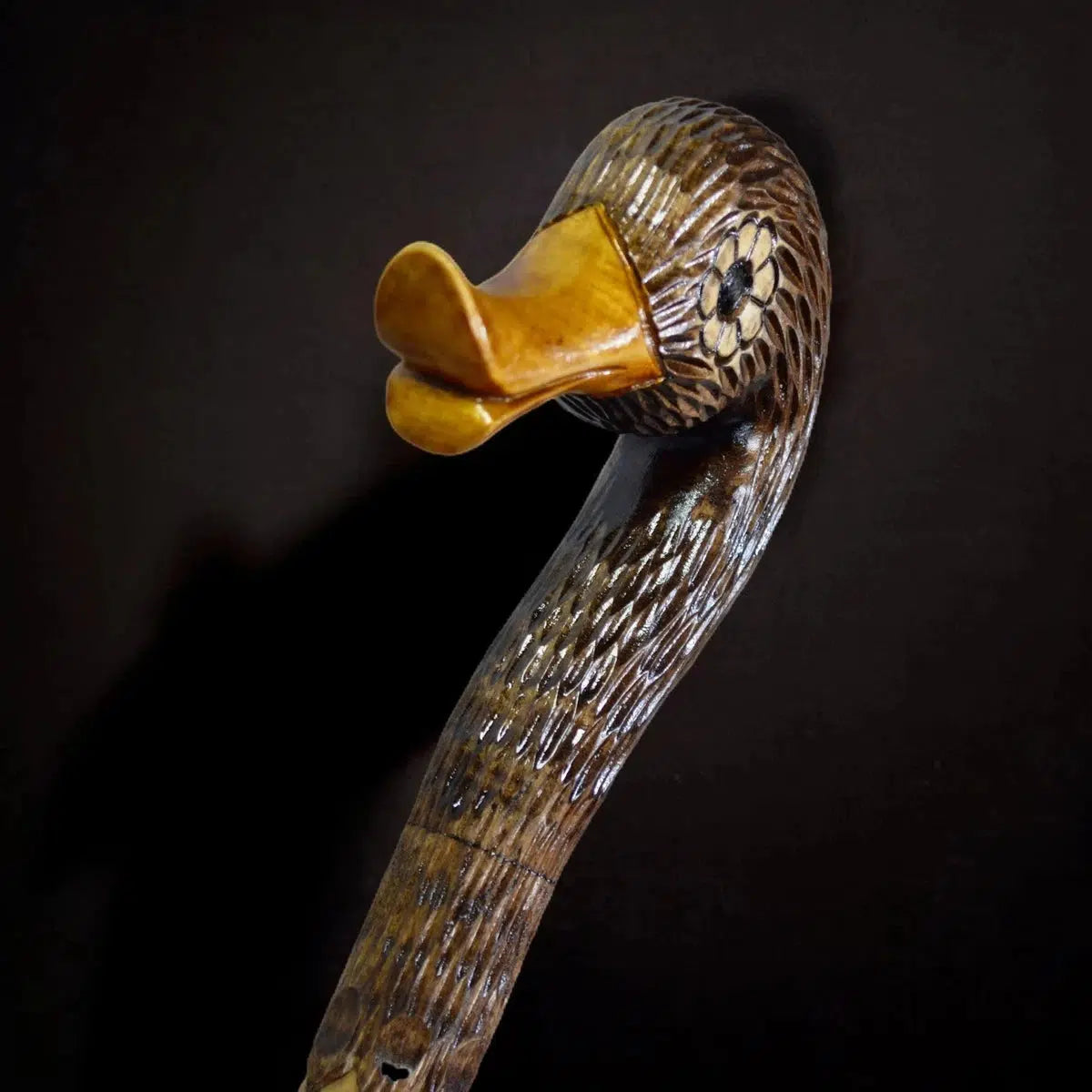 Hand Carved Custom Lengths Ladies Wooden Duck Walking Stick