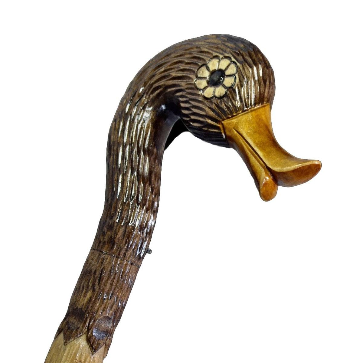Hand Carved Custom Lengths Ladies Wooden Duck Walking Stick