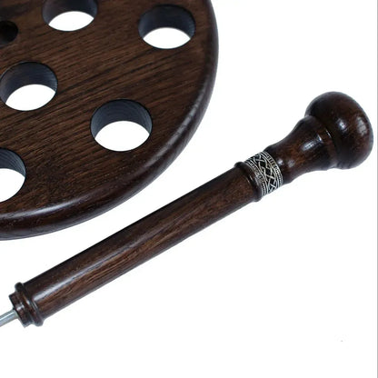 Hand-Carved Solid Oak Walking Cane Stand – 12-Stick Display Rack