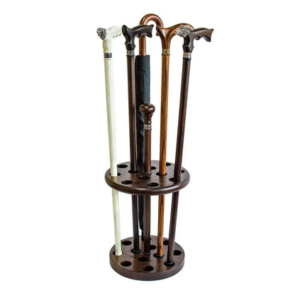 Hand-Carved Solid Oak Walking Cane Stand – 12-Stick Display Rack