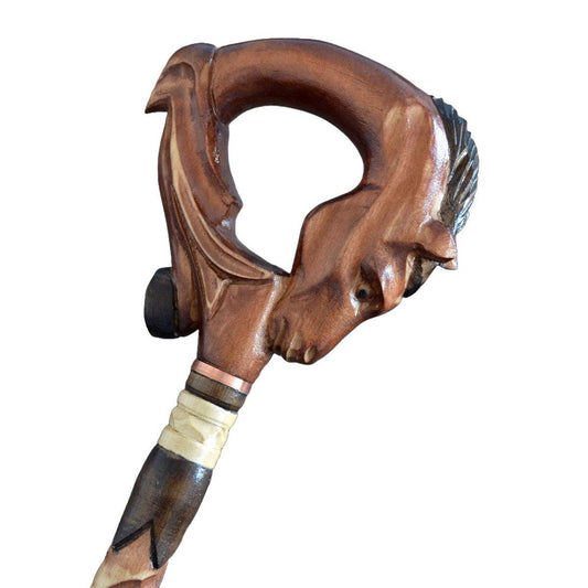 Hand Carved Wooden Horse Hoof Walking Stick