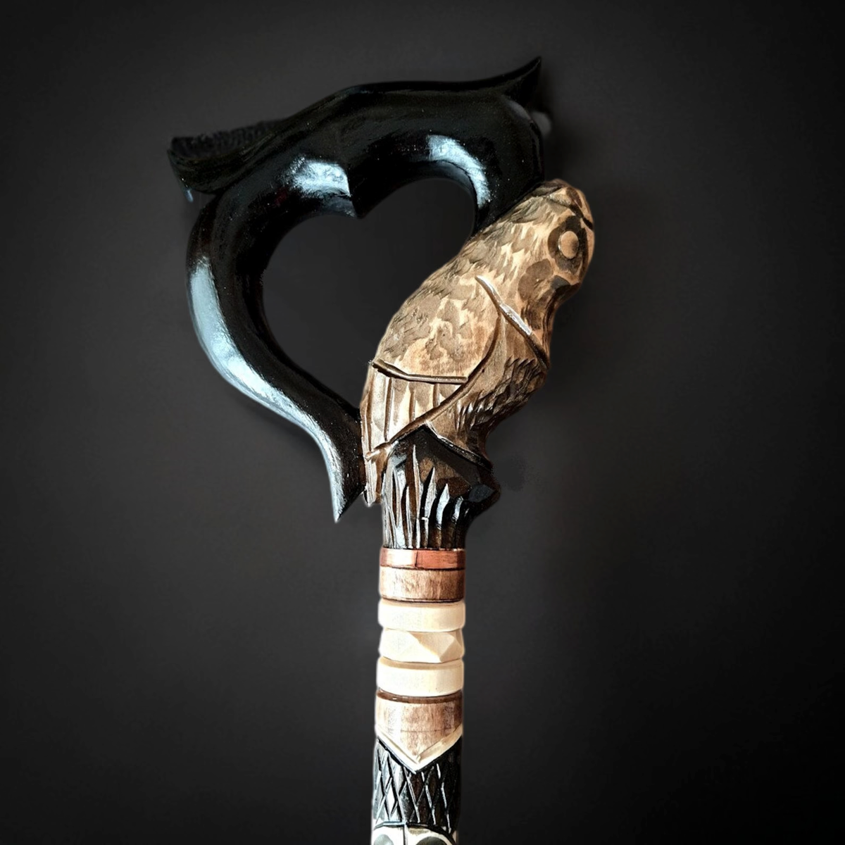 Hand Carved Wooden Owl Walking Stick - Made For You