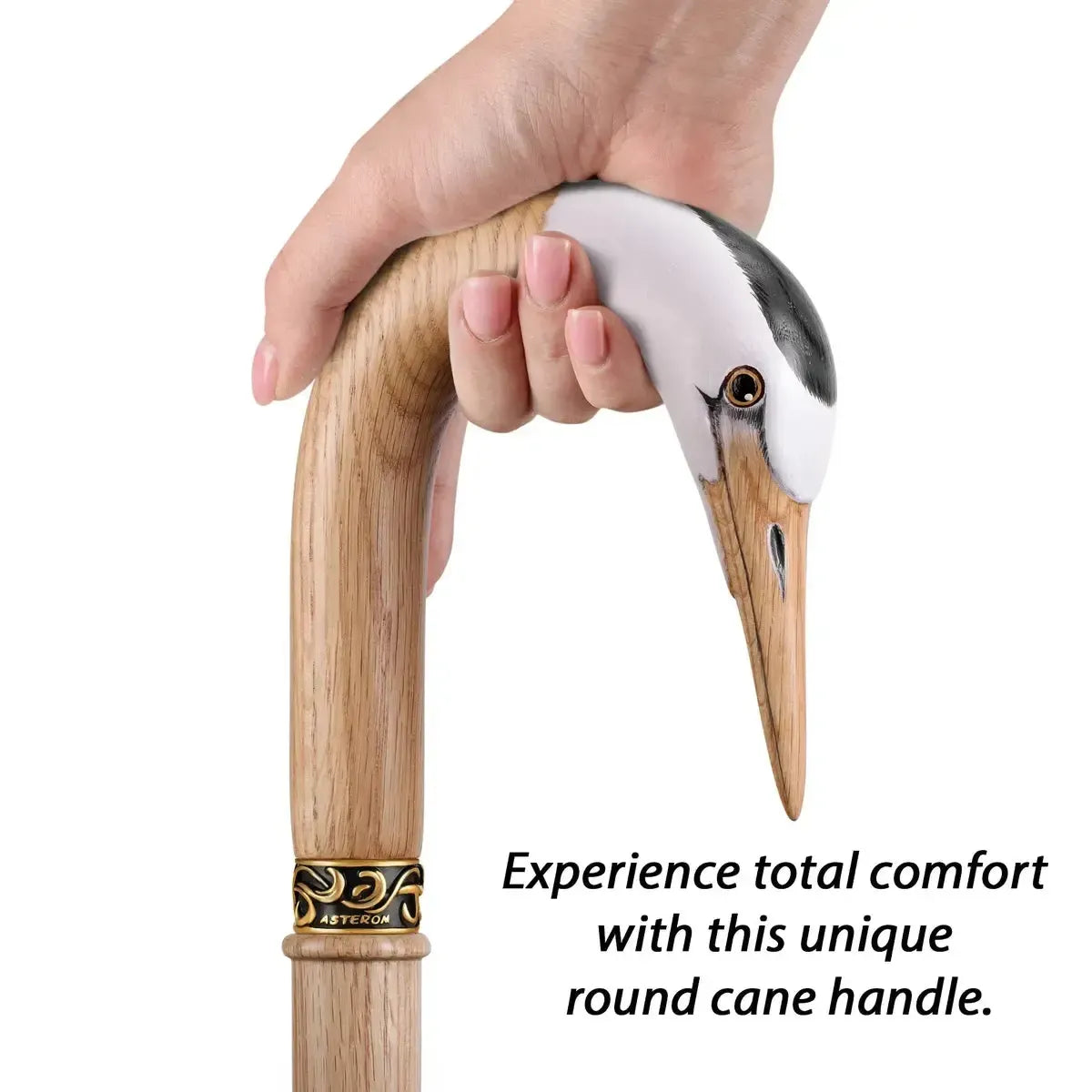 Hand-Painted Cane – Elegant Shepherd’s Crook Walking Stick with Crane Head