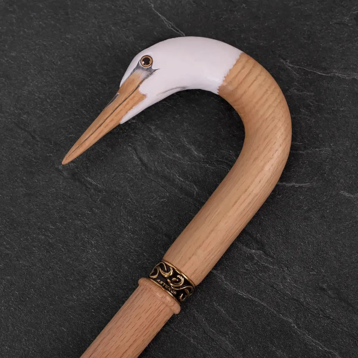 Hand-Painted Cane – Elegant Shepherd’s Crook Walking Stick with Crane Head