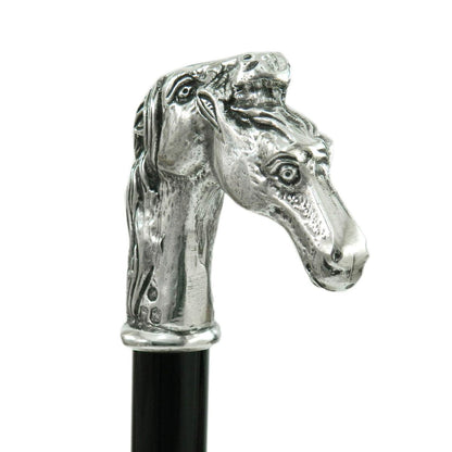 Handcrafted Pewter Horse Walking Cane - Customizable