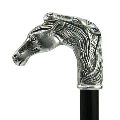 Handcrafted Pewter Horse Walking Cane - Customizable