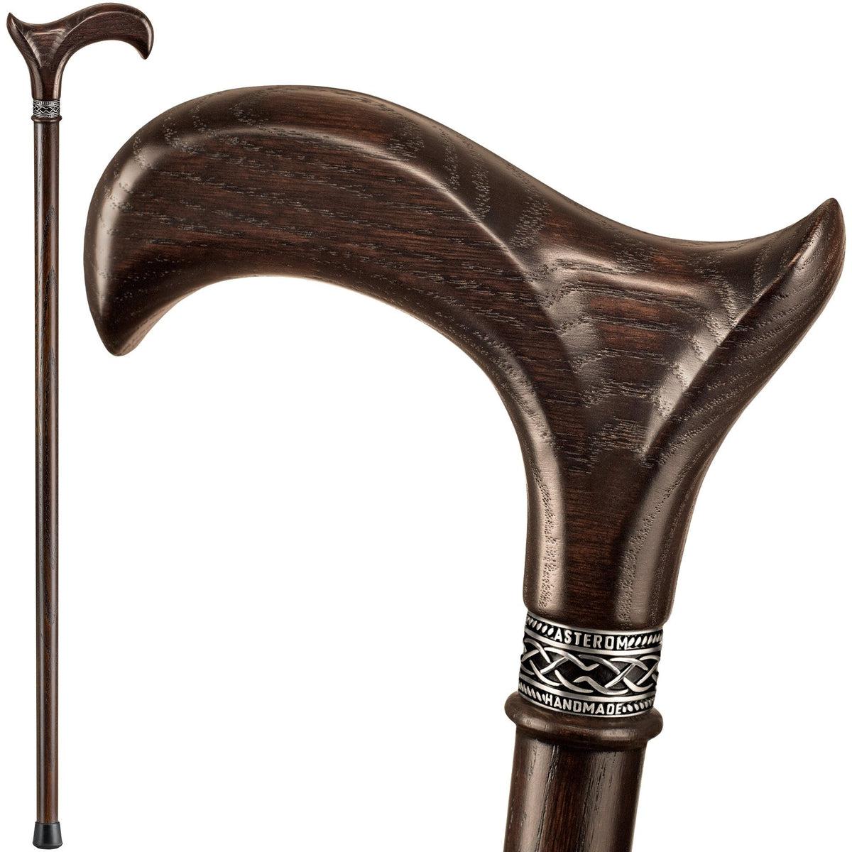 Men or Women Solid Wooden Derby Walking Cane With Palm Grip