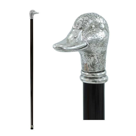 Pewter Duck Head Cane Or Walking Stick Custom Made In Italy