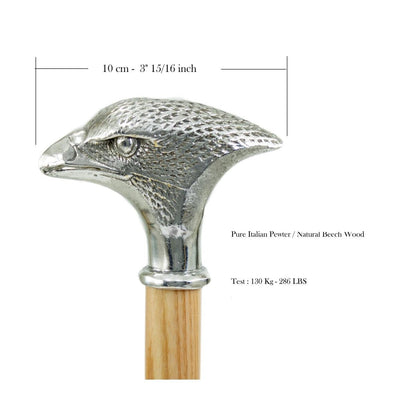 Pewter Head Custom Hawk Walking Stick