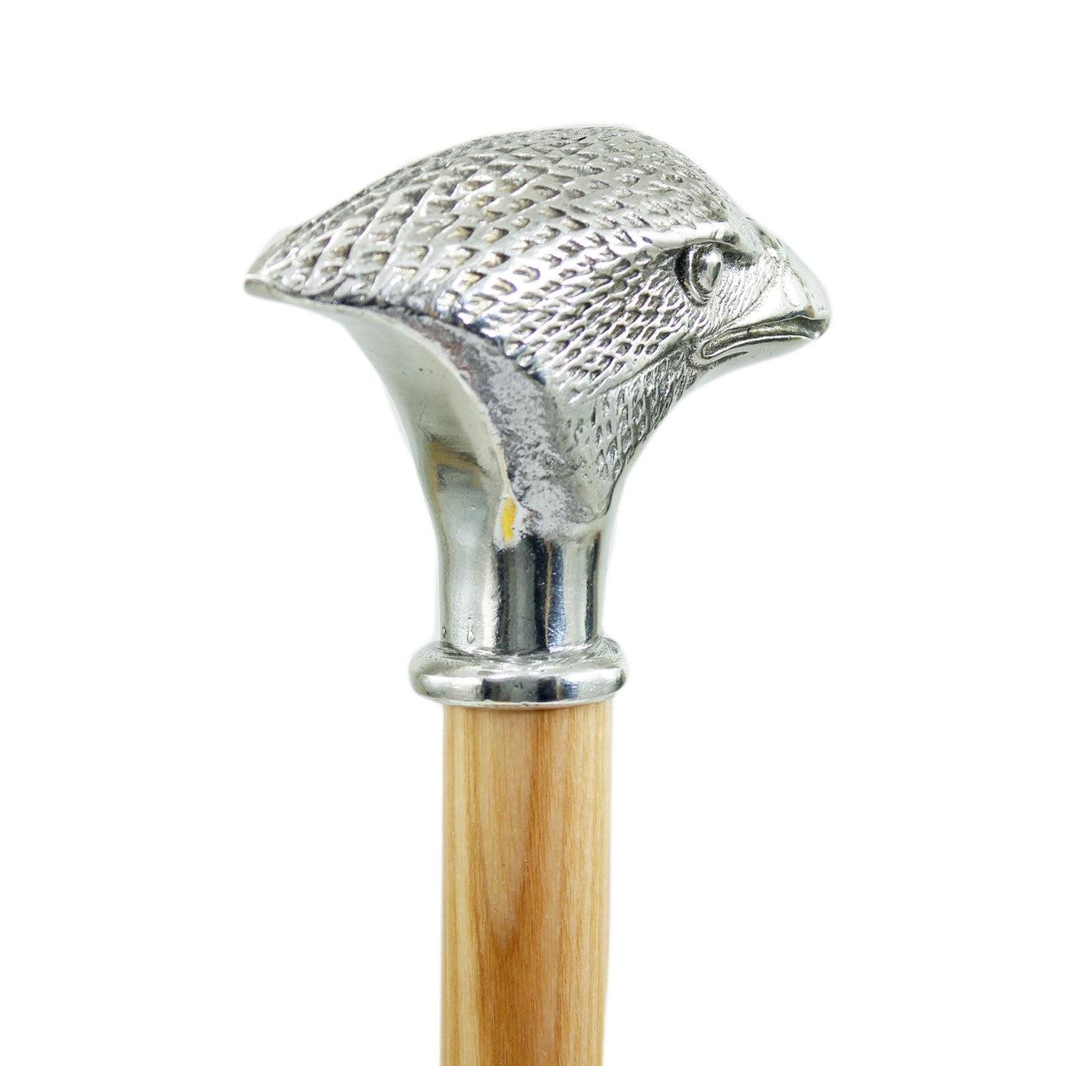 Pewter Head Custom Hawk Walking Stick
