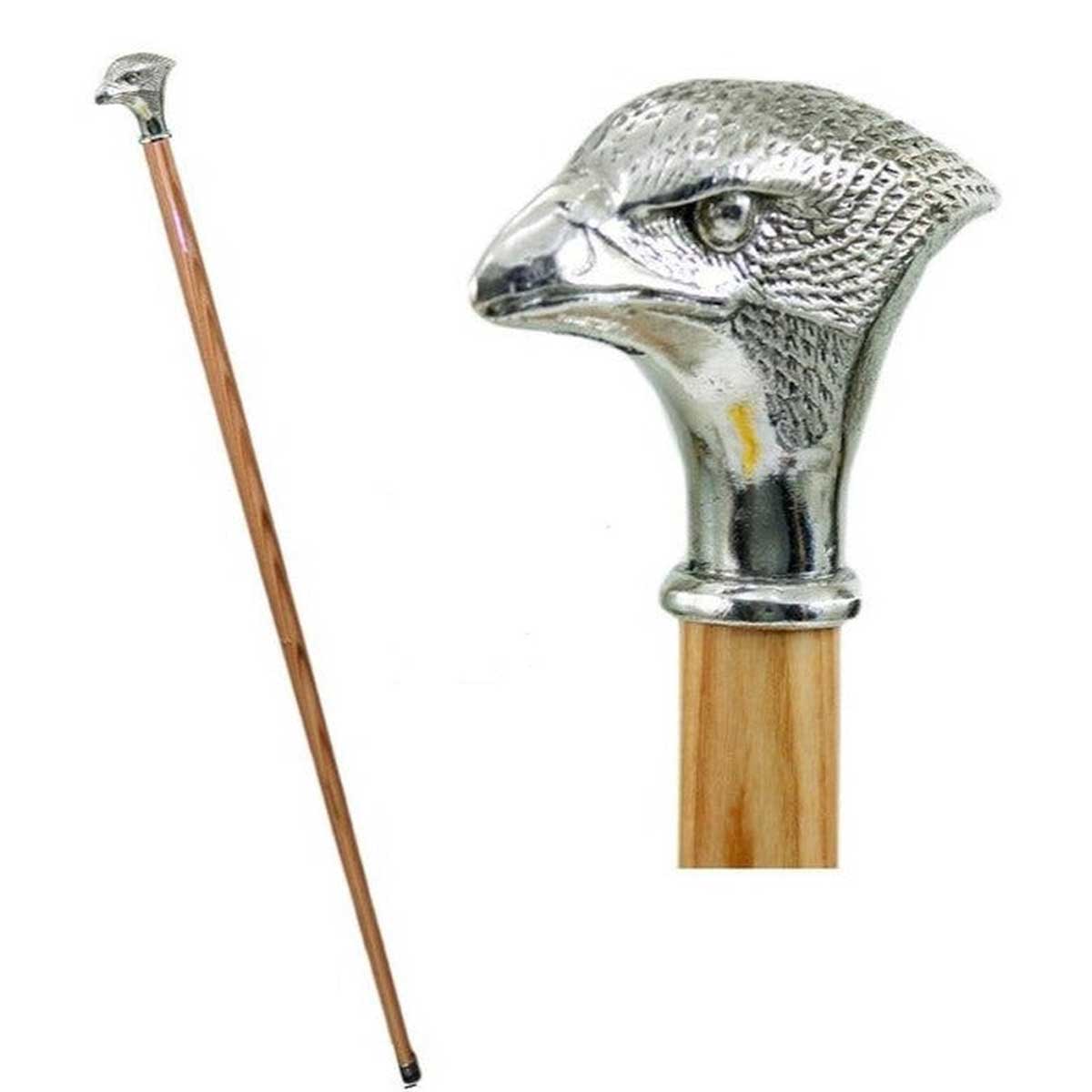 Pewter Head Custom Hawk Walking Stick