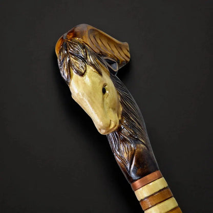 Rustic Goat Cane: Hand-Carved Wood Walking Stick