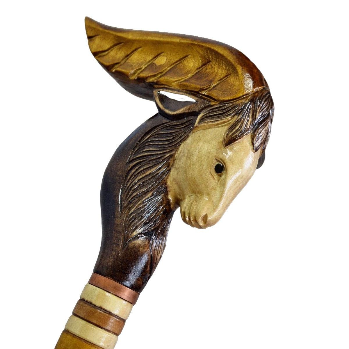 Rustic Goat Cane: Hand-Carved Wood Walking Stick