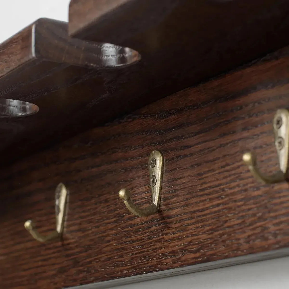 Solid Oak Wall Cane Holder – 5 Slot Rack in 9 Custom Colors | Handmade Display Stand