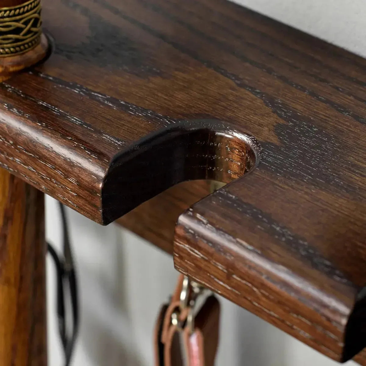 Solid Oak Wall Cane Holder – 5 Slot Rack in 9 Custom Colors | Handmade Display Stand