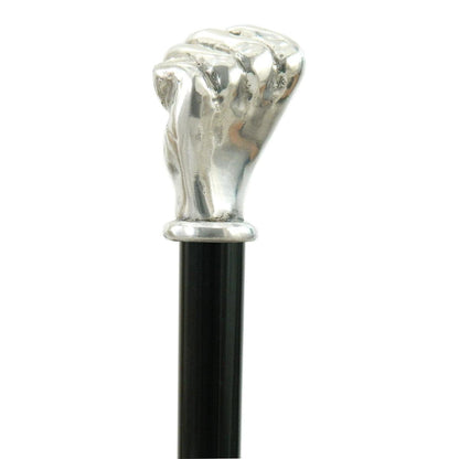 Solid Pewter Custom Made Fist Head Knob Cane or Walking Stick