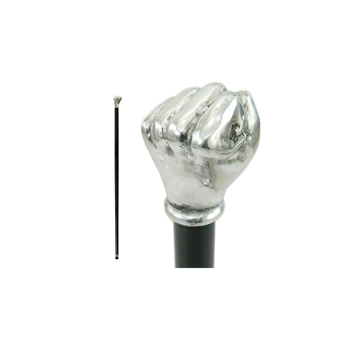 Solid Pewter Custom Made Fist Head Knob Cane or Walking Stick