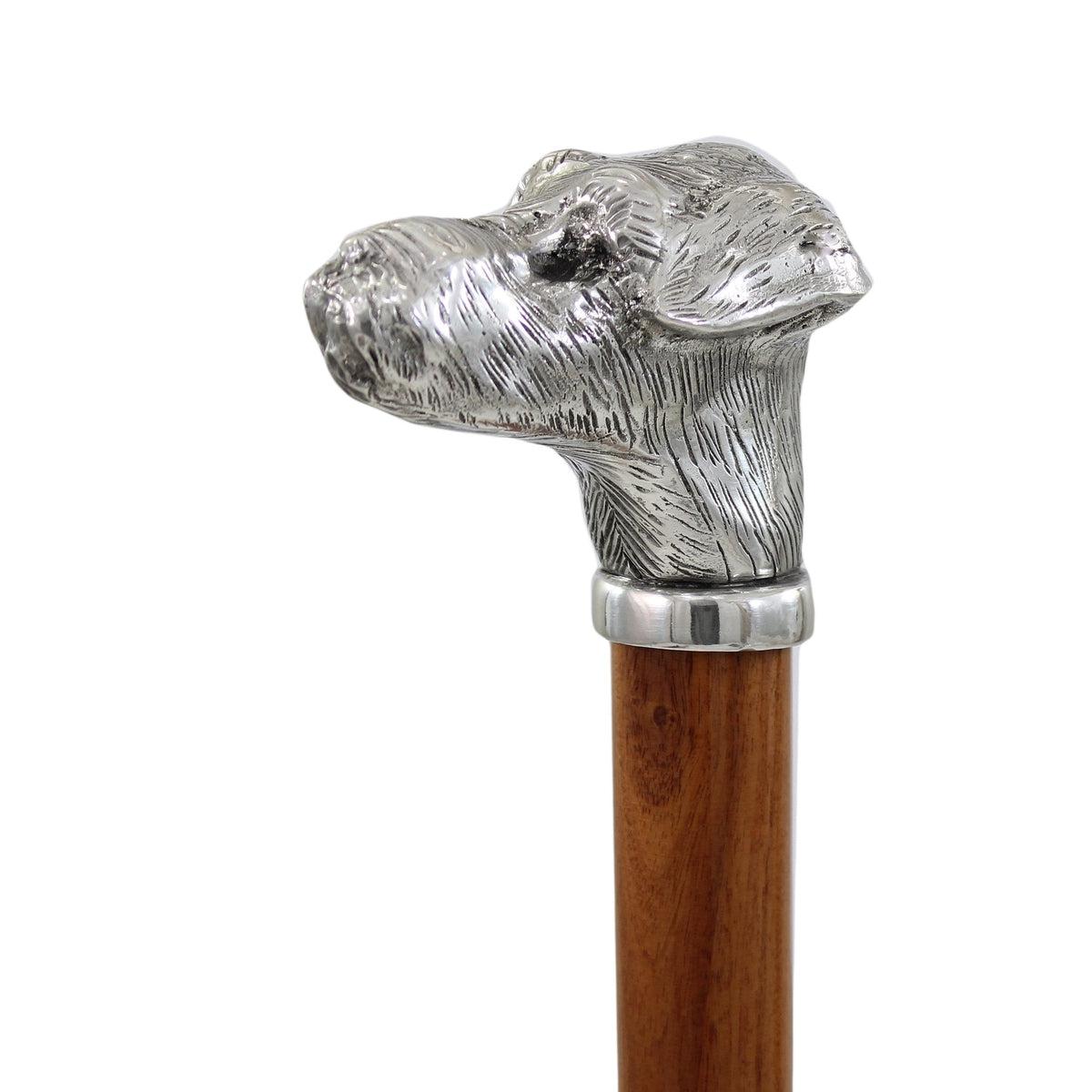 Solid Pewter Head and Beechwood Shaft Schnauzer Walking Stick or Cane