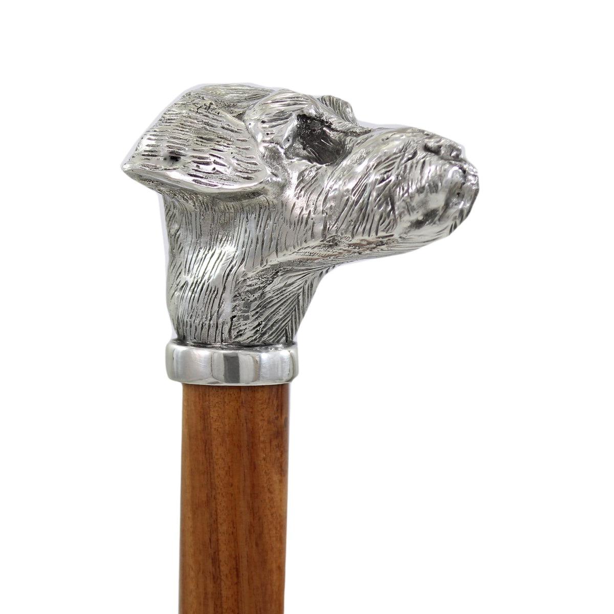 Solid Pewter Head and Beechwood Shaft Schnauzer Walking Stick or Cane