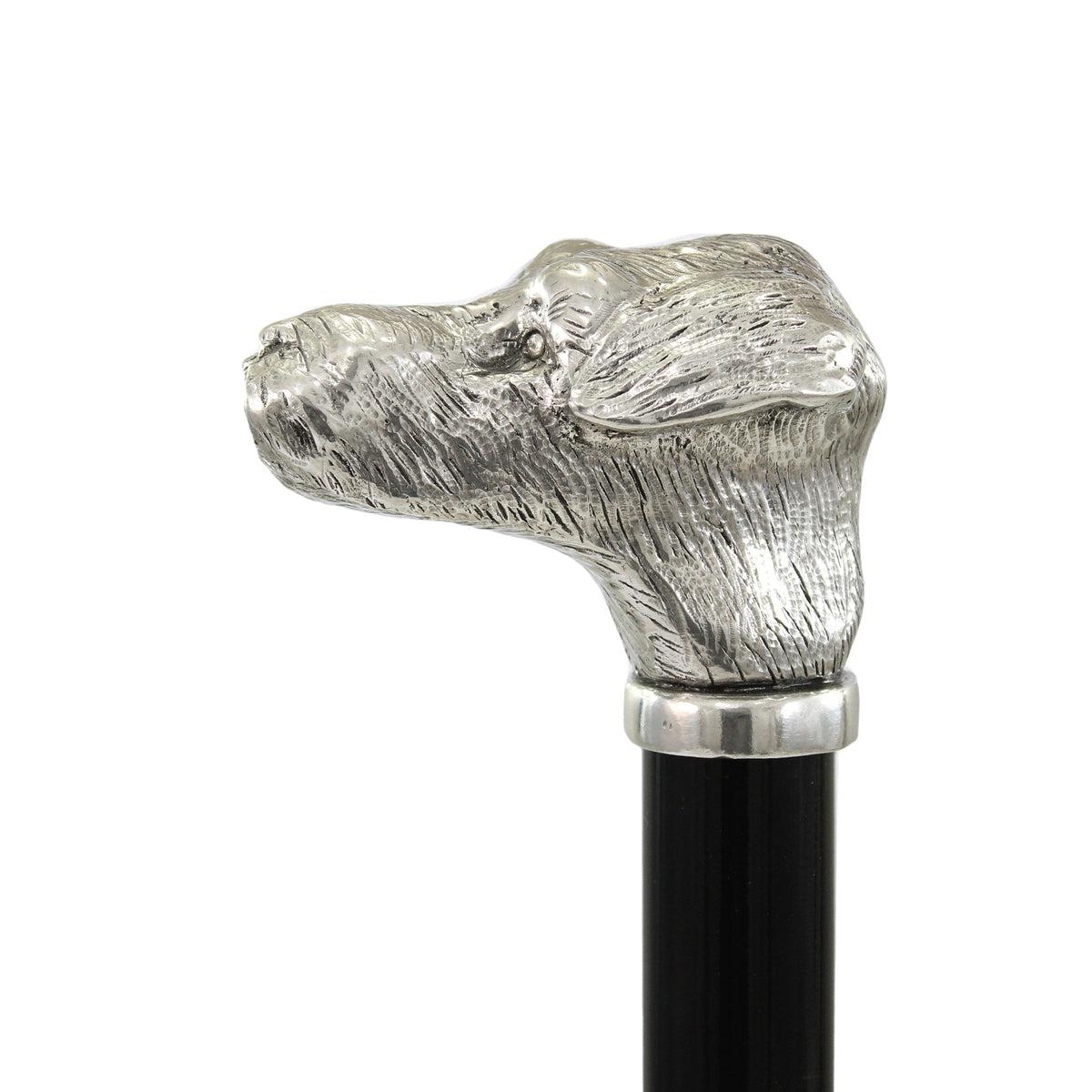 Solid Pewter Head and Beechwood Shaft Schnauzer Walking Stick or Cane