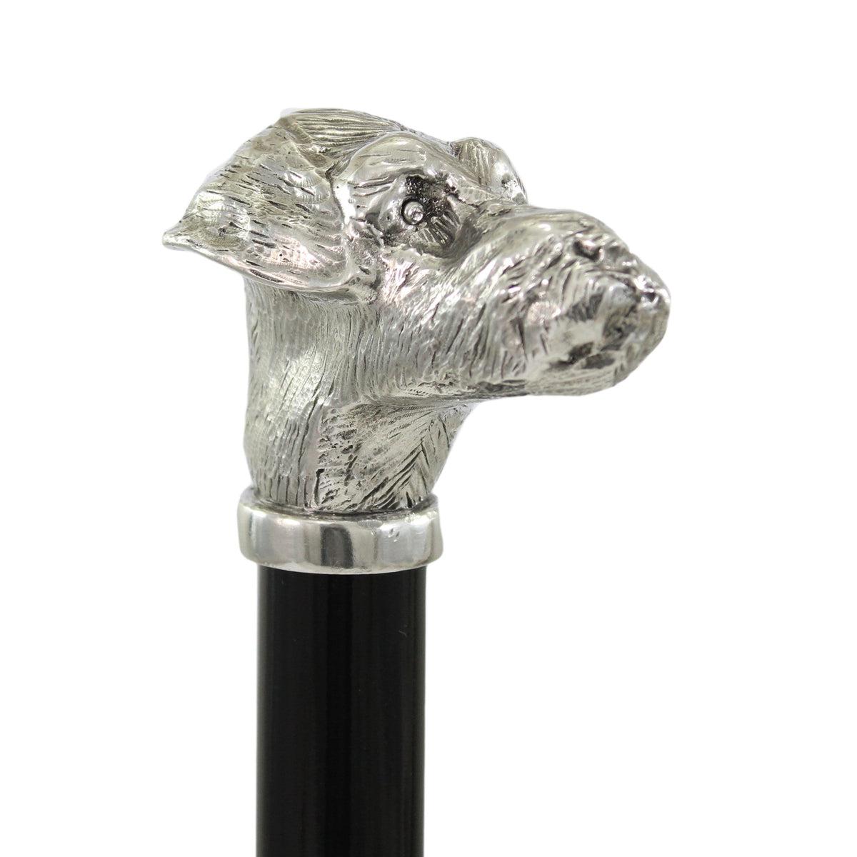 Solid Pewter Head and Beechwood Shaft Schnauzer Walking Stick or Cane